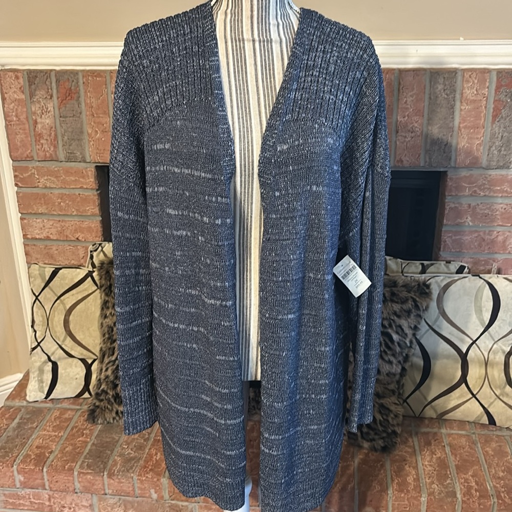 Coldwater Creek | Women's Blue Open-Front Sweater Cardigan | Plus Size: 2X